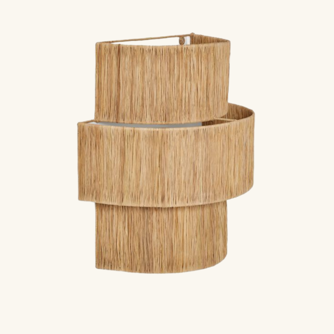 Multi-Tier Raffia Wall Sconce