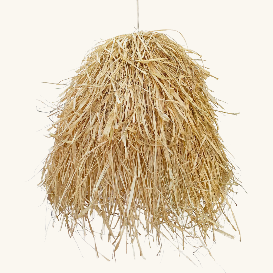 Natural Raffia Shag Pendant Lamp