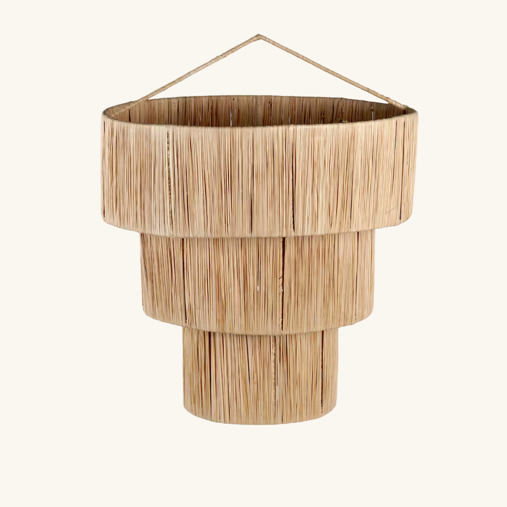 Three-Tier Raffia Chandelier Natural