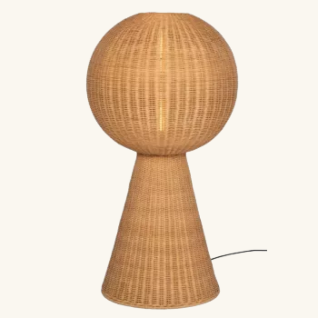 Rattan Single-Sphere Sculptural Floor Lamp