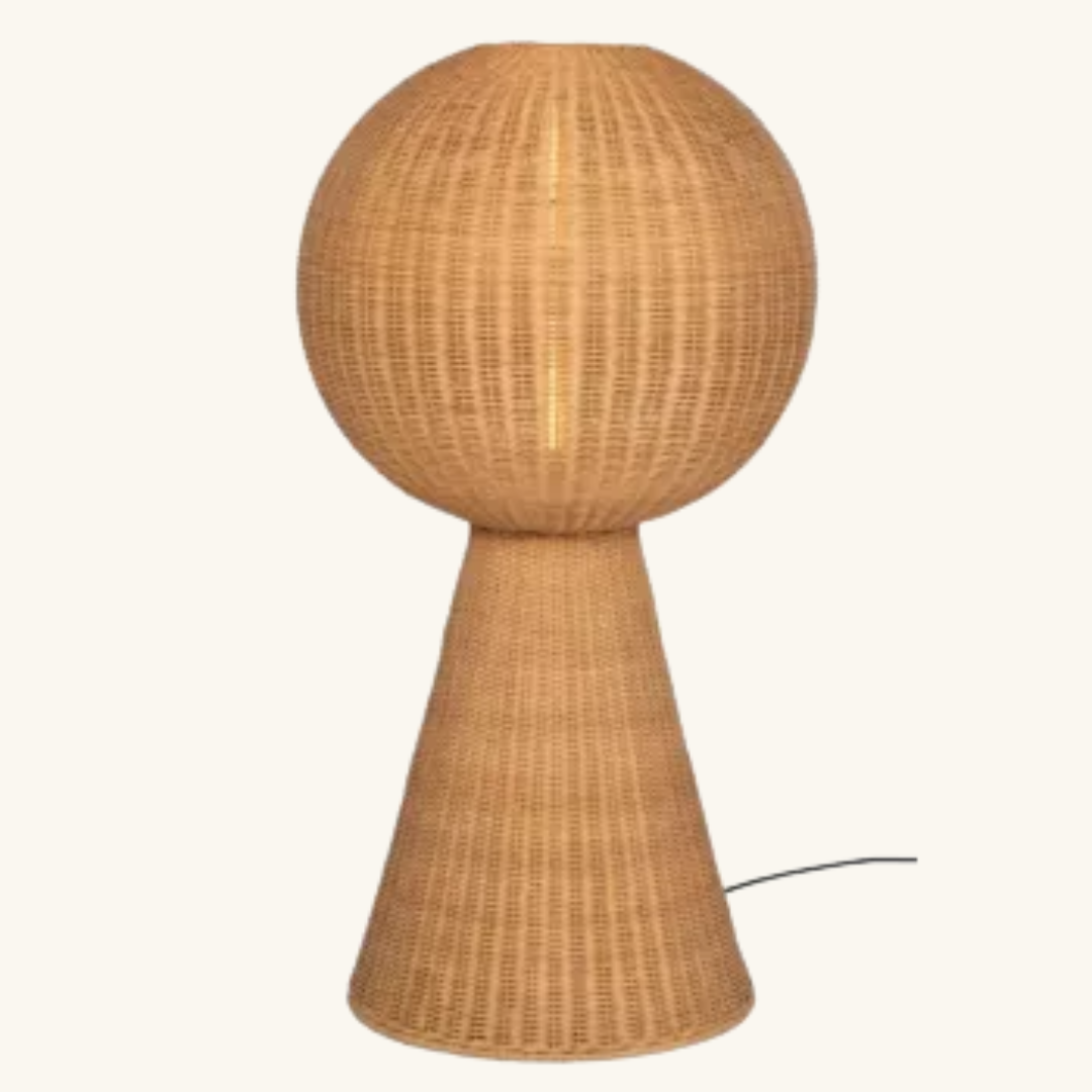 Rattan Single-Sphere Sculptural Floor Lamp