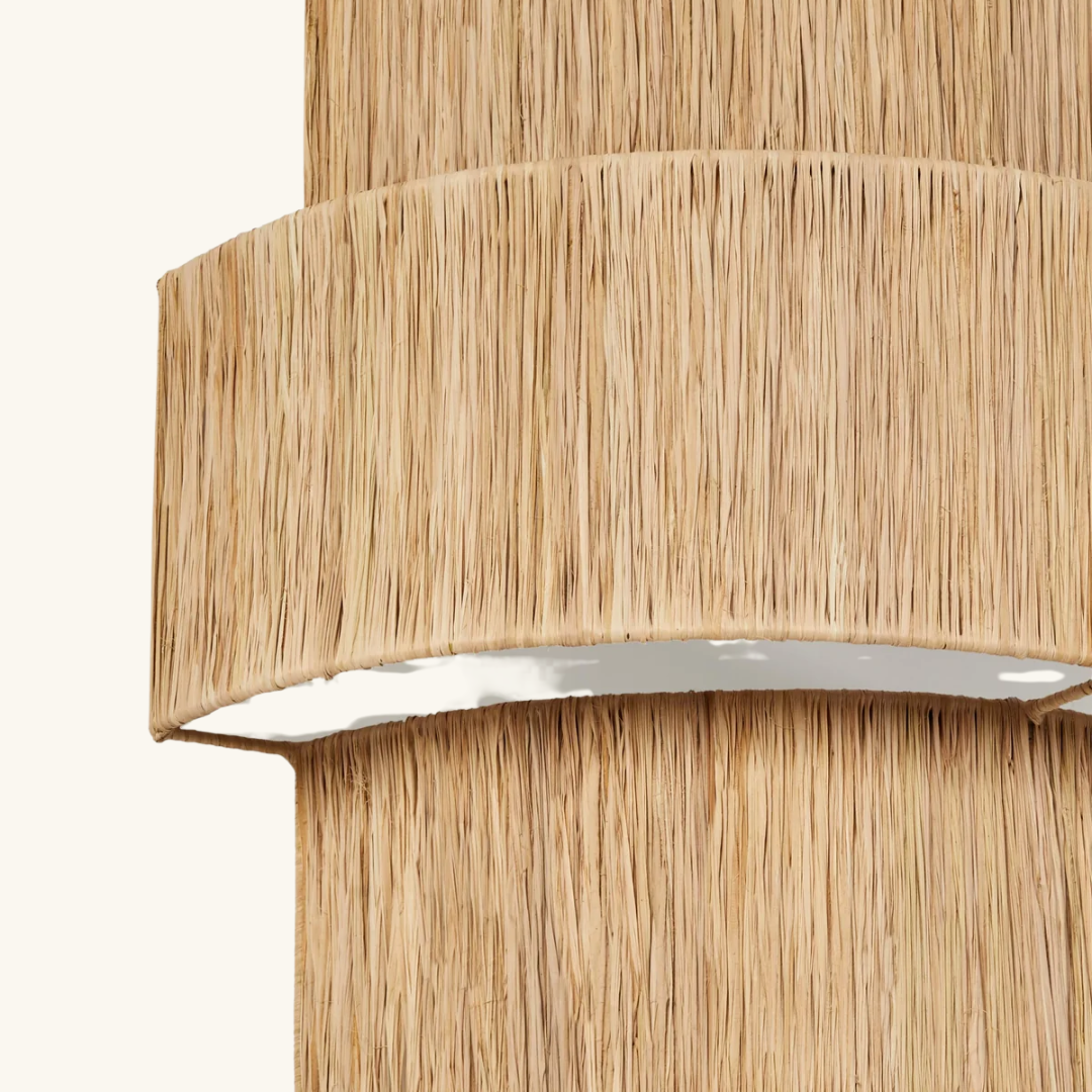 Multi-Tier Raffia Wall Sconce