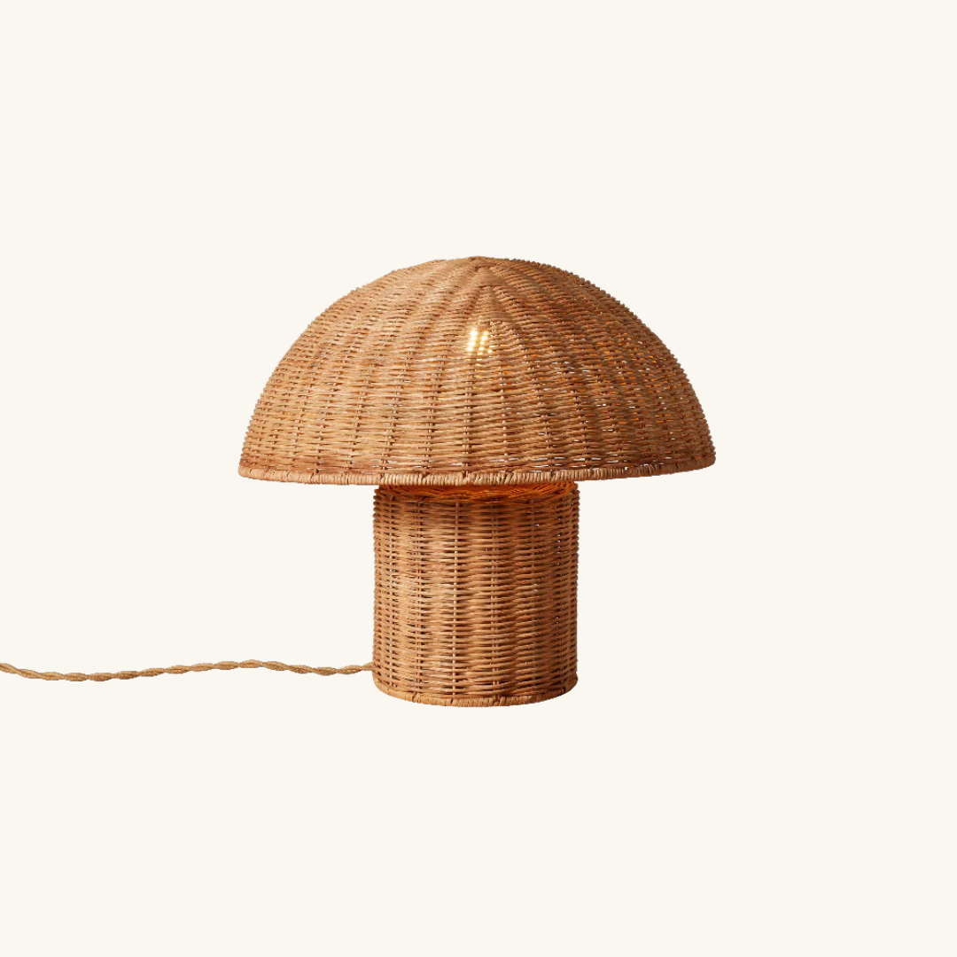 Rattan mushrrom table lamp