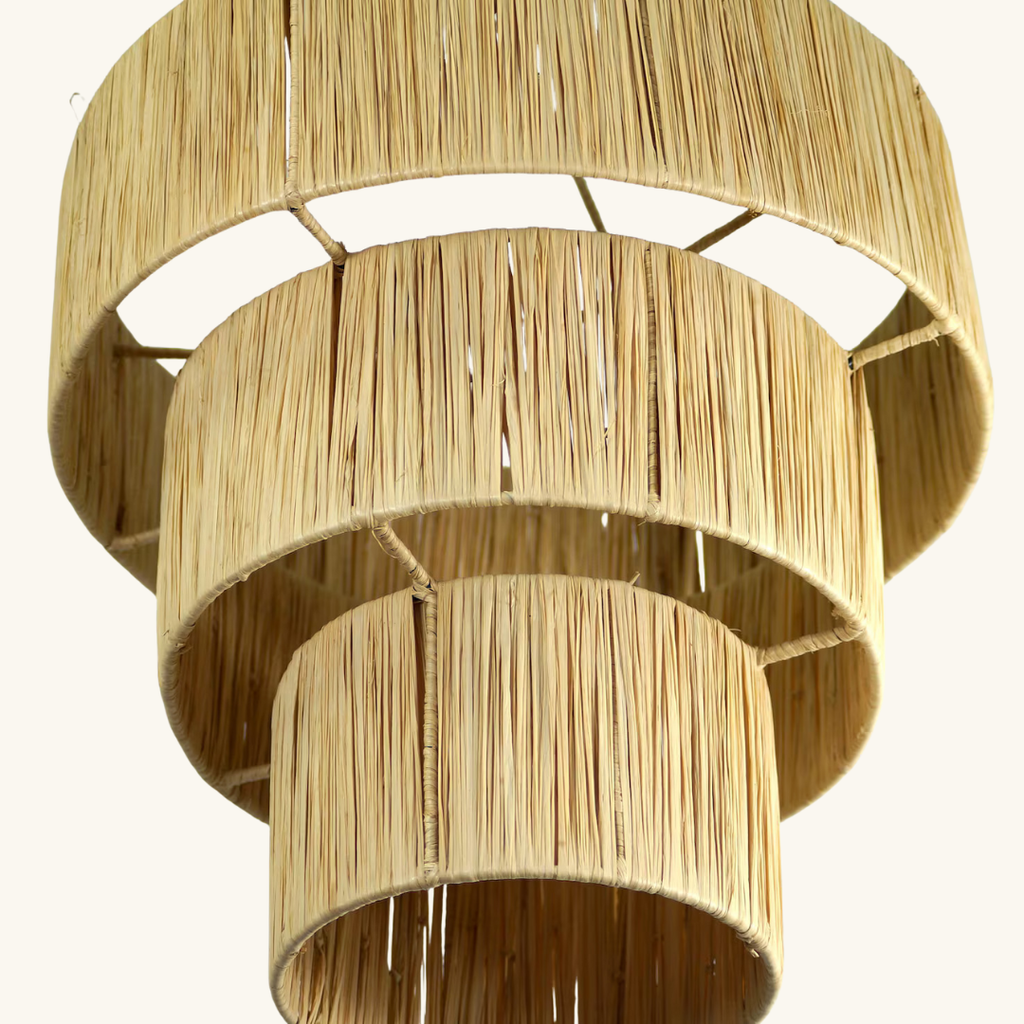Three-Tier Raffia Chandelier Natural