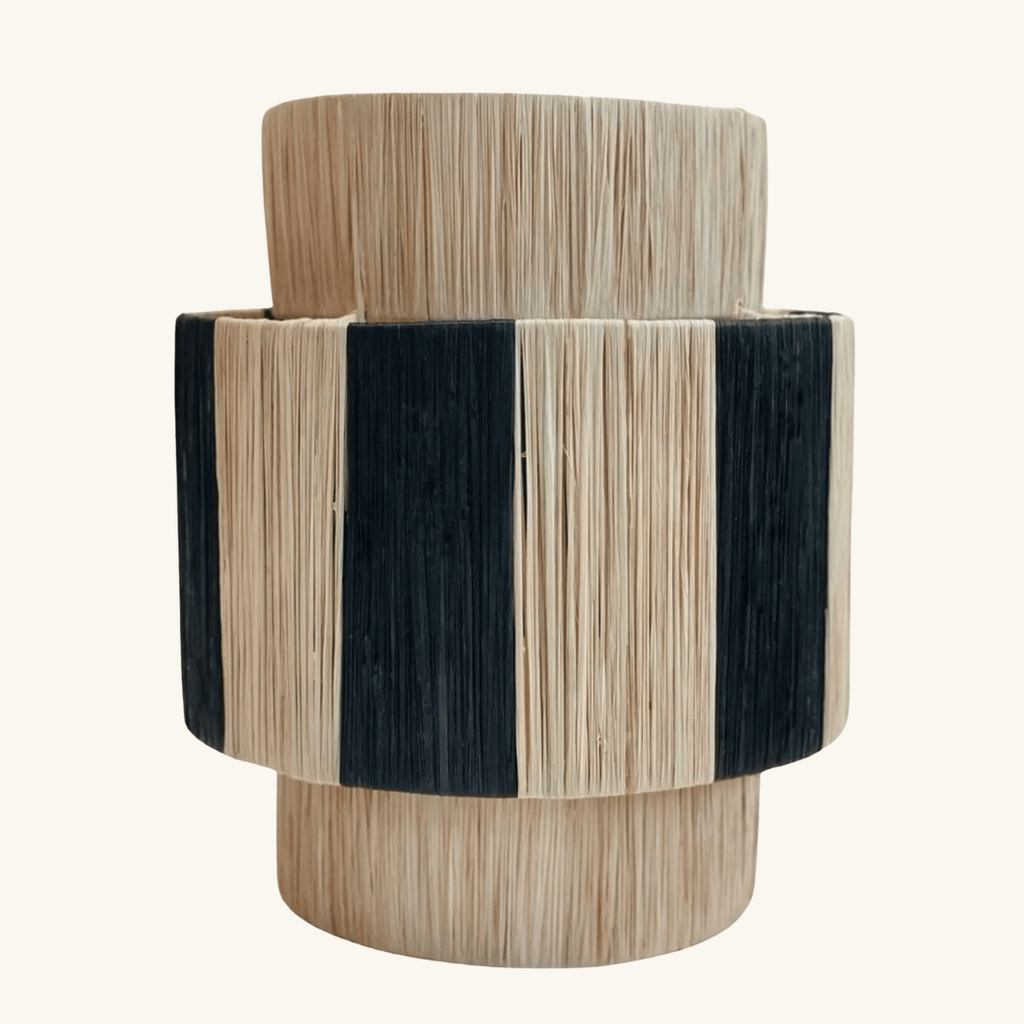 Two-Tier Raffia Pendant Light - Natural & Black