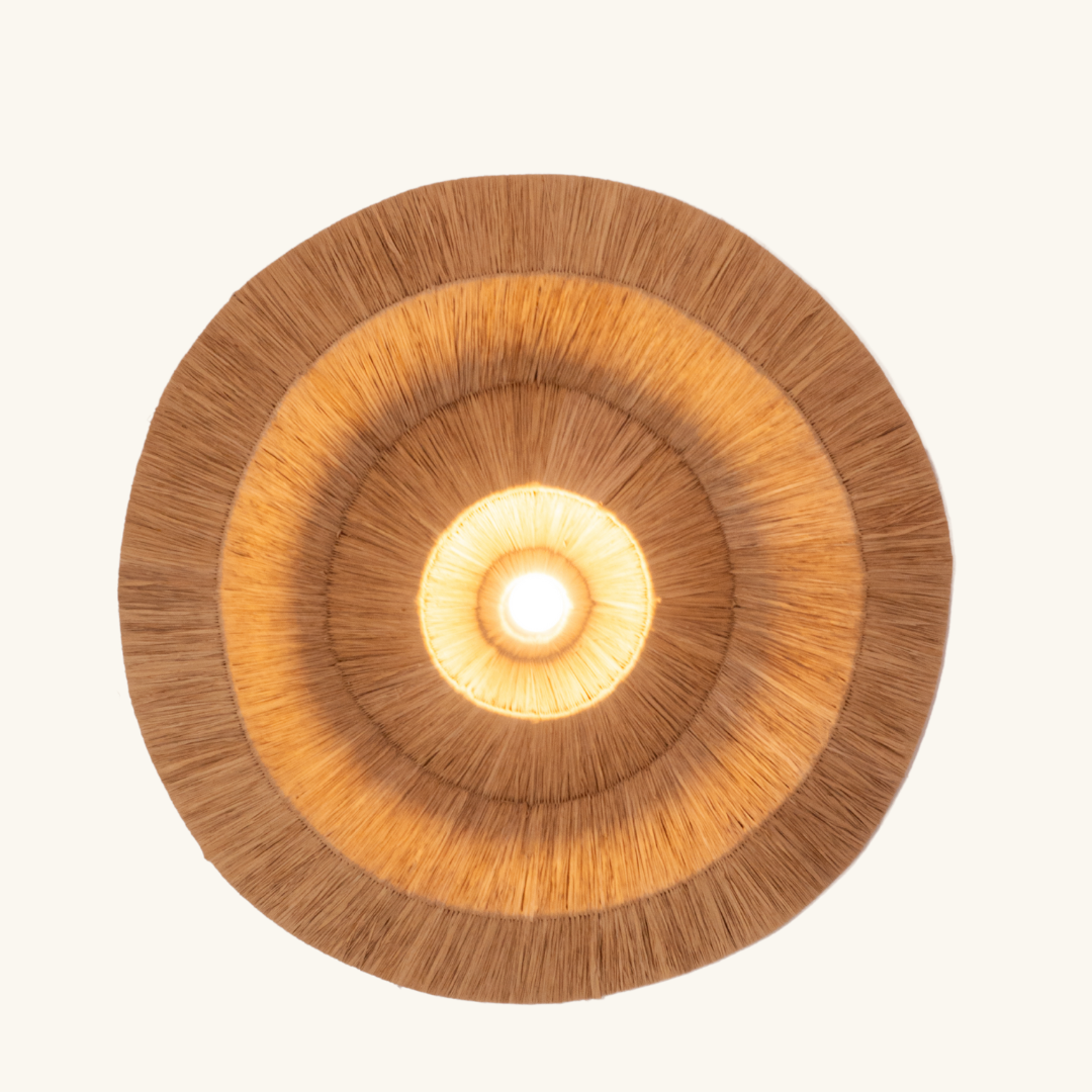 Large Circular Raffia Wall Light