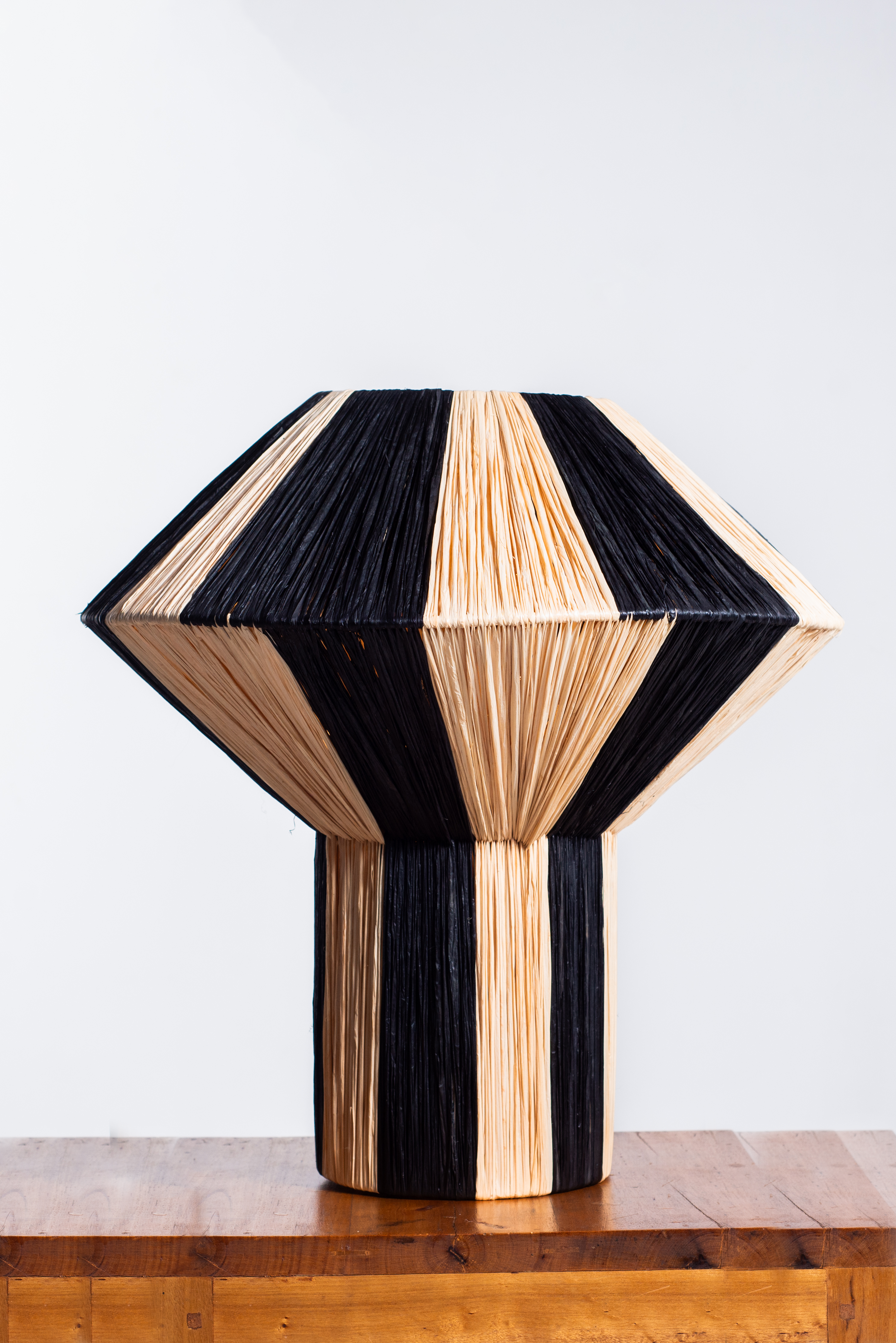 Geometric Raffia Table Lamp Natural & Black