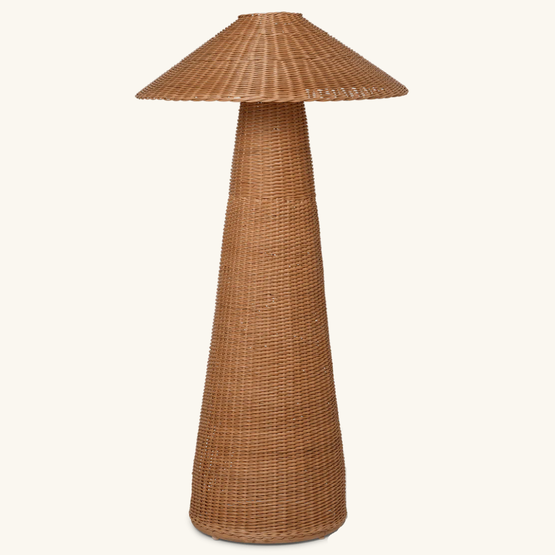 Woven Rattan Floor Lamp Mushroom Shape 131cm