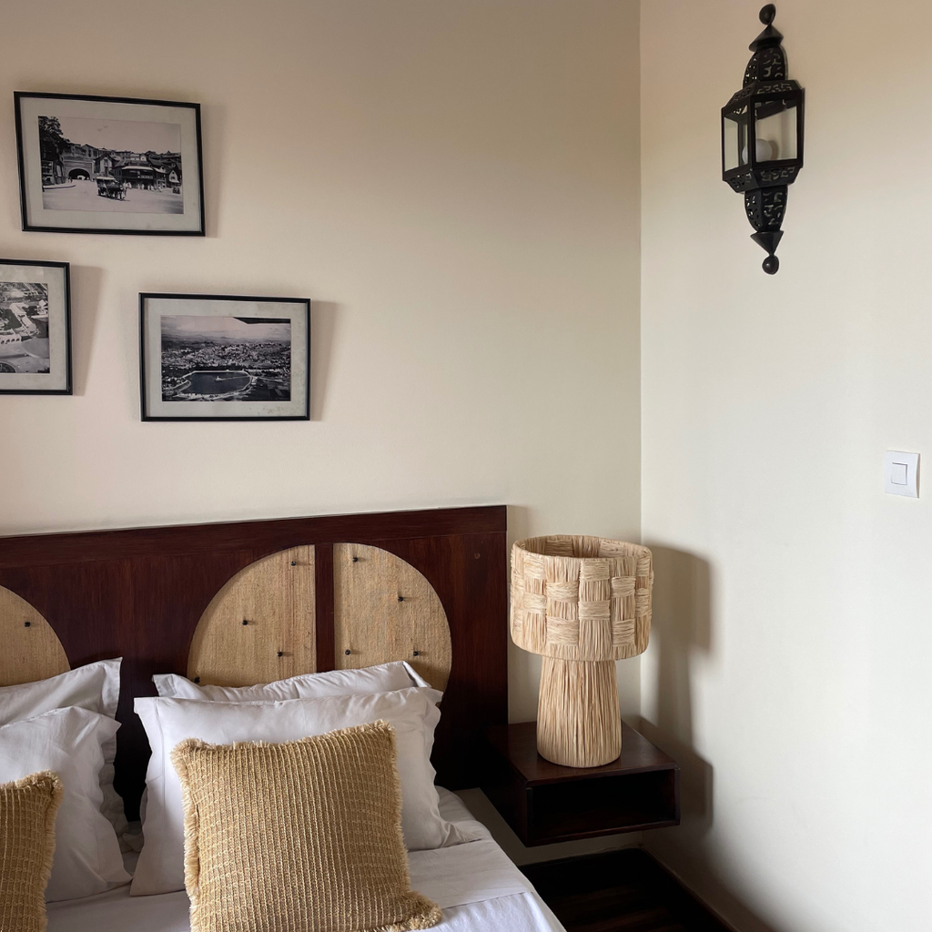 Basketweave Rattan Table Lamp Natural