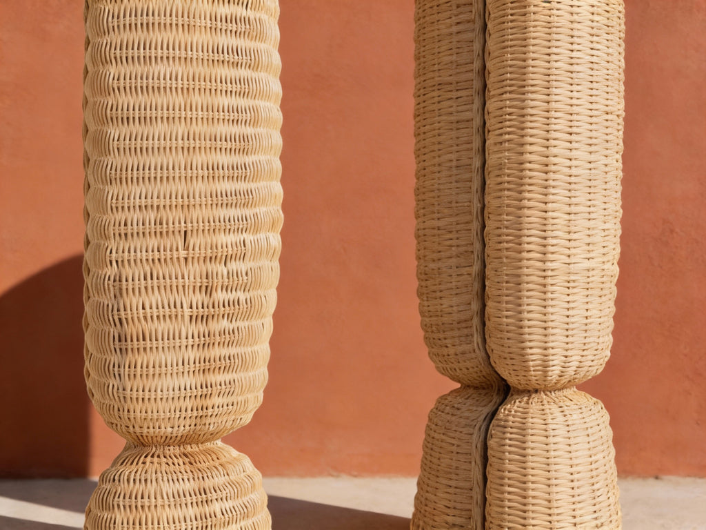 Large Rattan Arched Shape Mirror