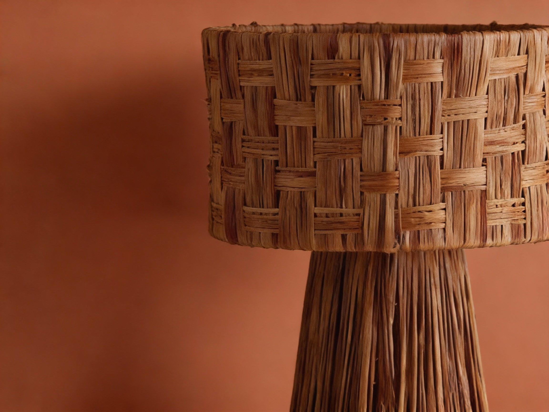 Basketweave Rattan Table Lamp
