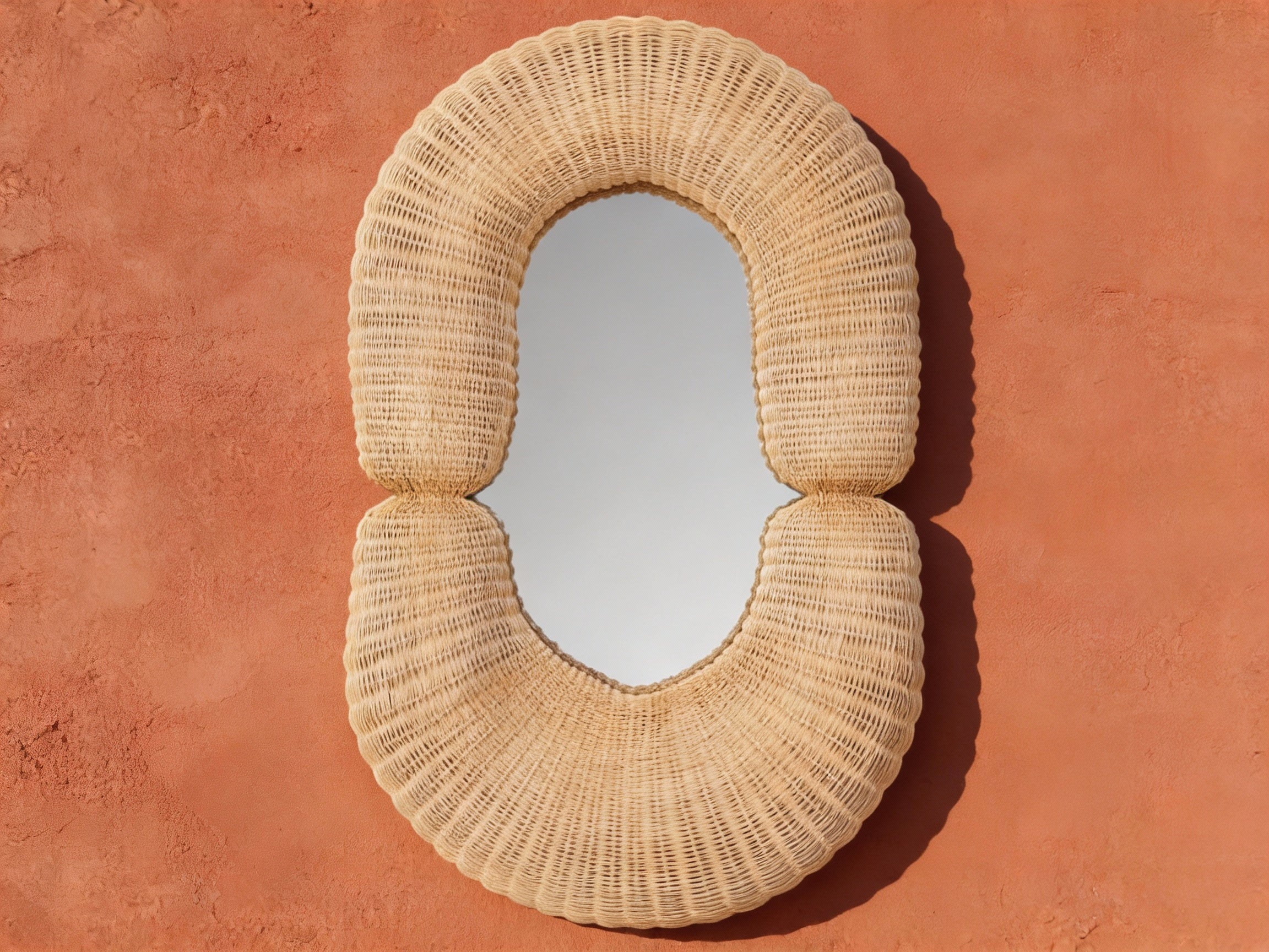 Small Rattan Arched Shape Mirror