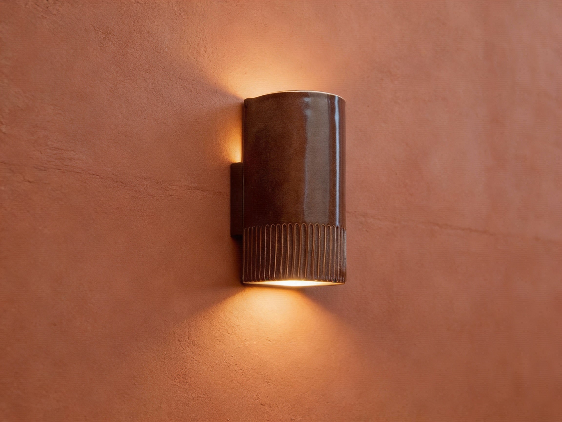 Brown Glazed Ceramic Wall Sconce Light