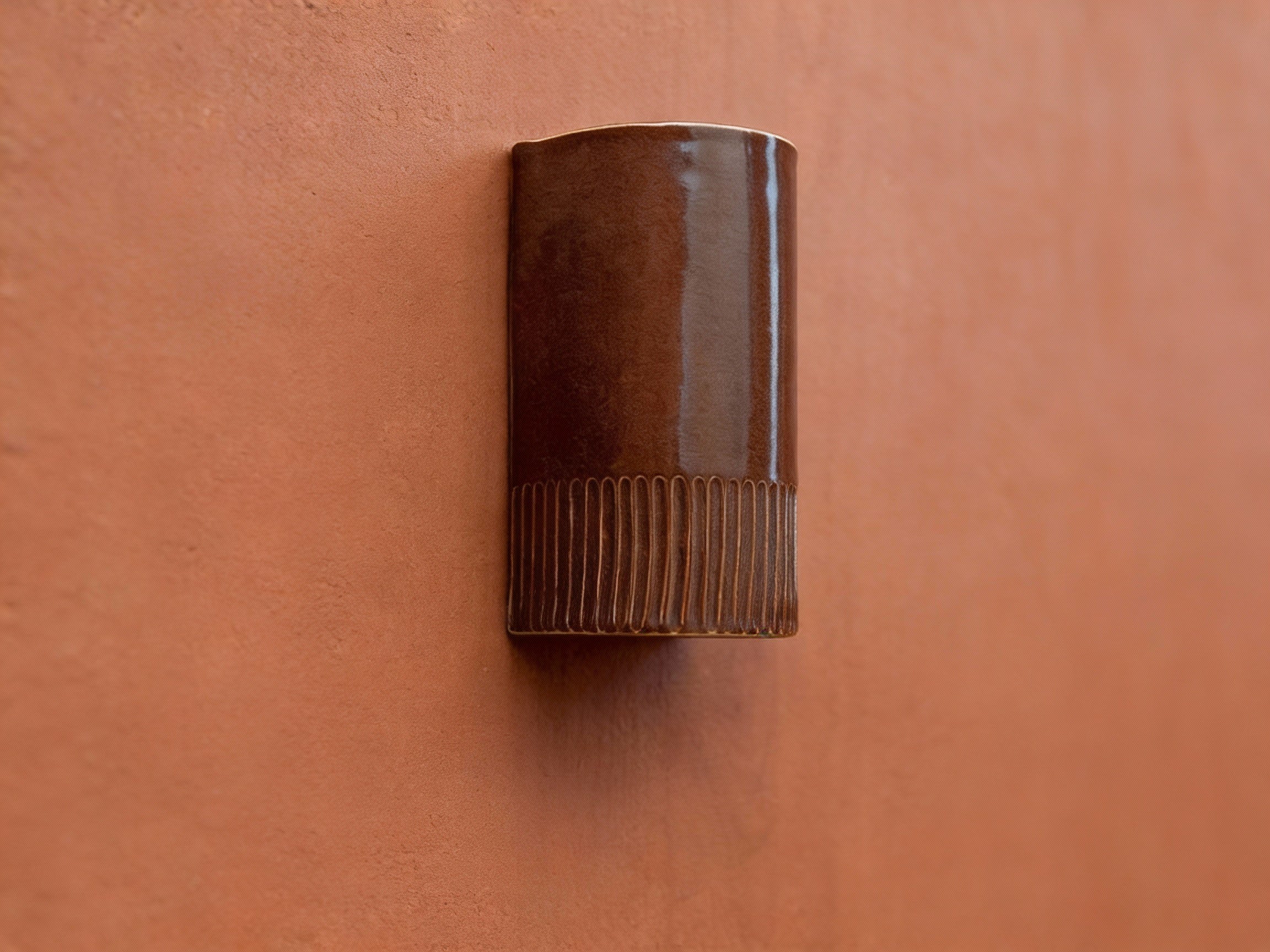 Brown Glazed Ceramic Wall Sconce Light