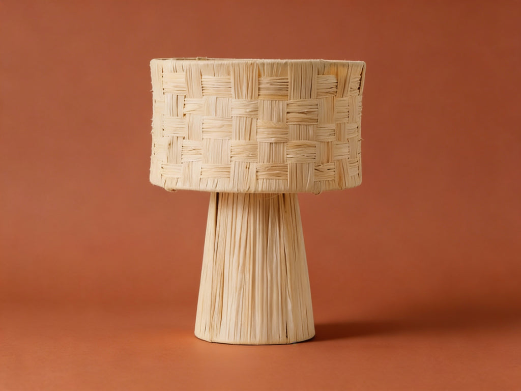 Basketweave Rattan Table Lamp Natural
