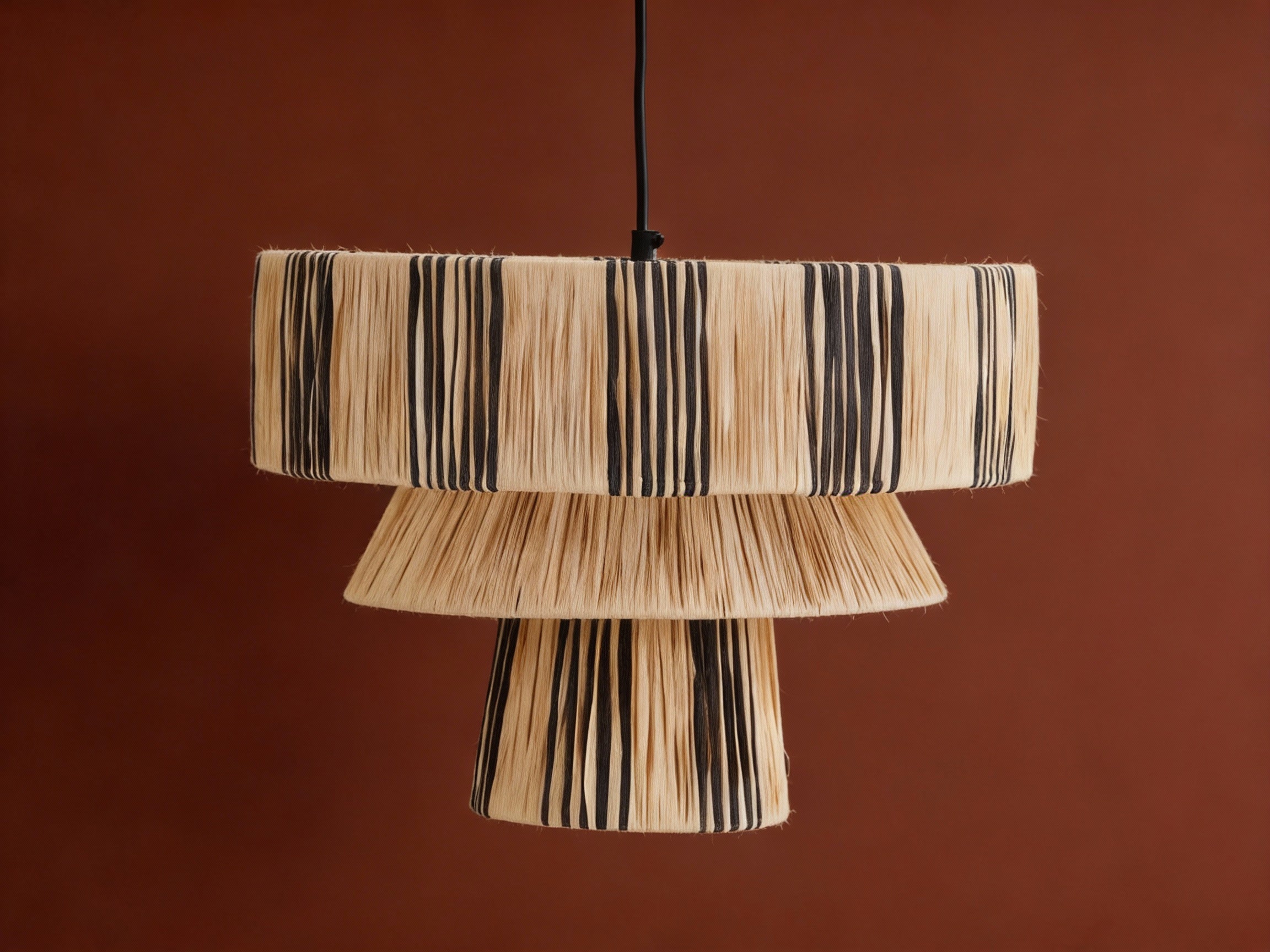 Three-Tier Raffia Pendant Lamp