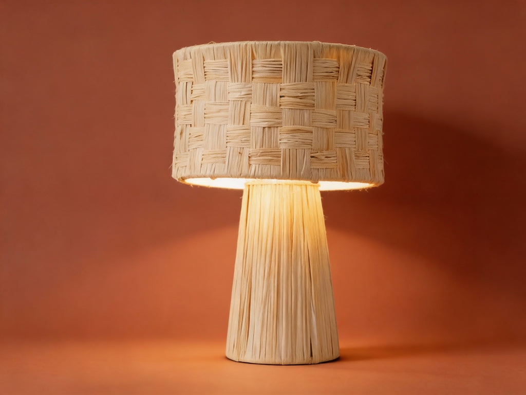 Basketweave Rattan Table Lamp Natural