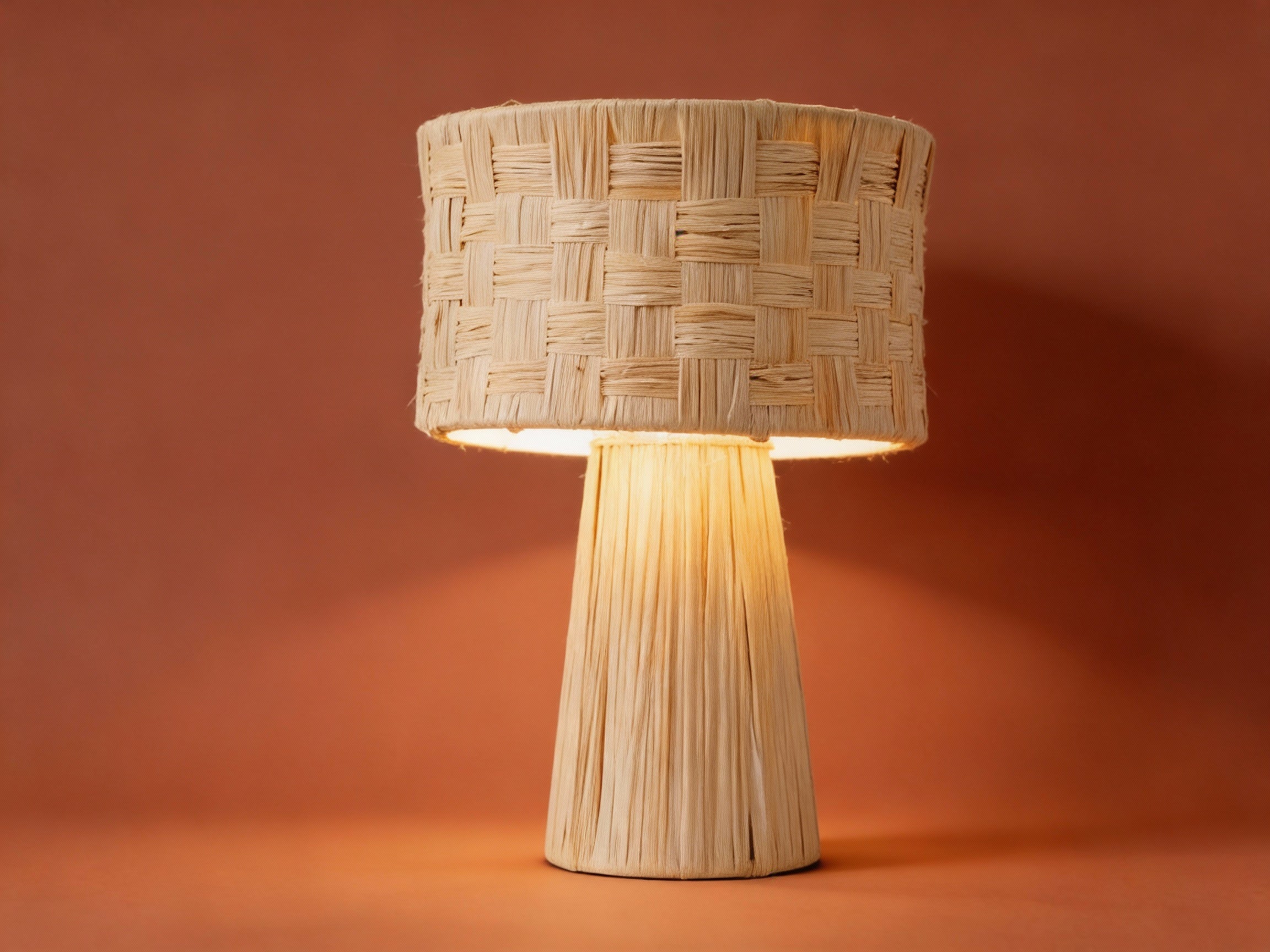 Basketweave Rattan Table Lamp Natural