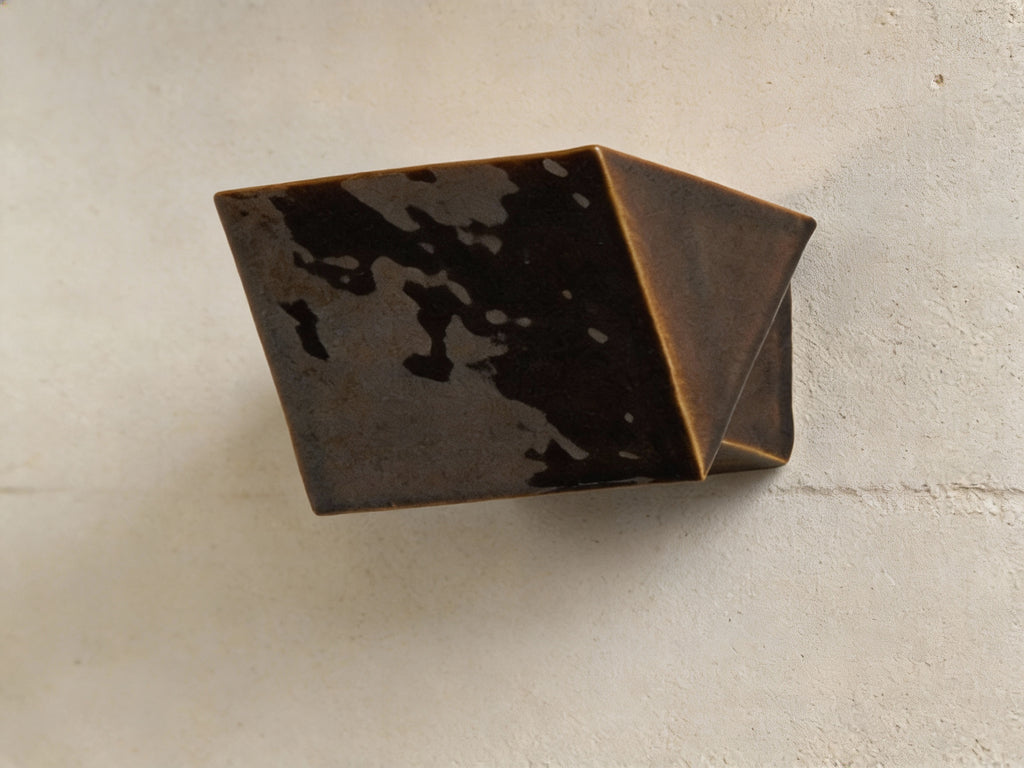 Sculptural Ceramic Wall Sconce – Dark Glaze