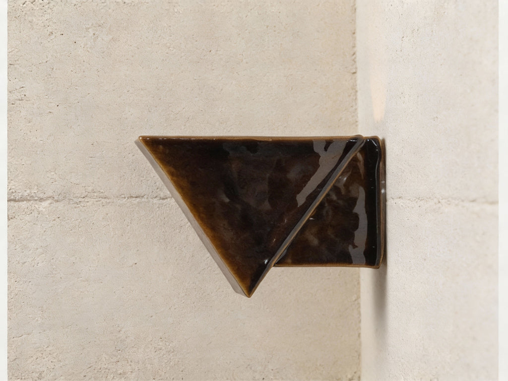 Sculptural Ceramic Wall Sconce – Dark Glaze