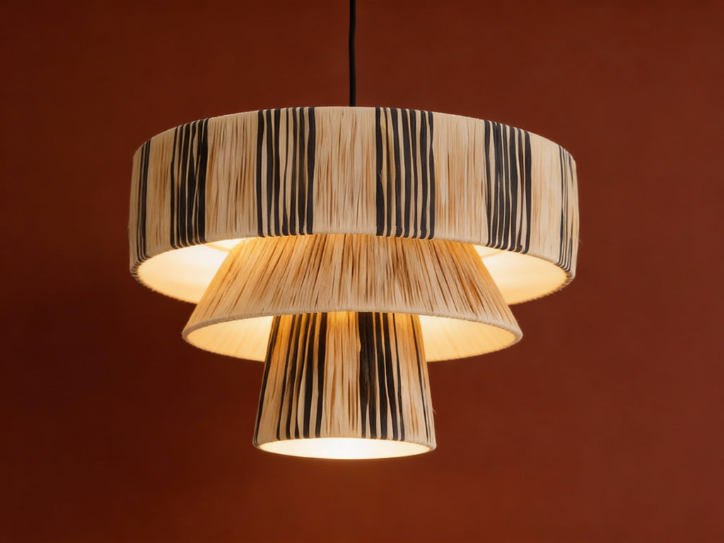 Three-Tier Raffia Pendant Lamp